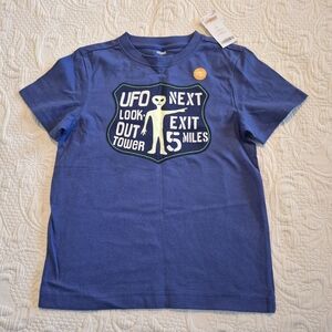 Gymboree boys size 7 blue glow in the dark UFO shirt short sleeve NWT